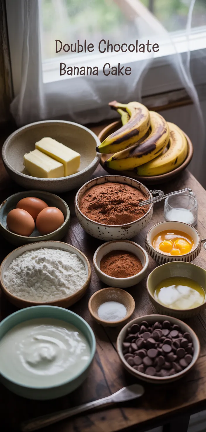 Ingredients photo for Double Chocolate Banana Cake Recipe