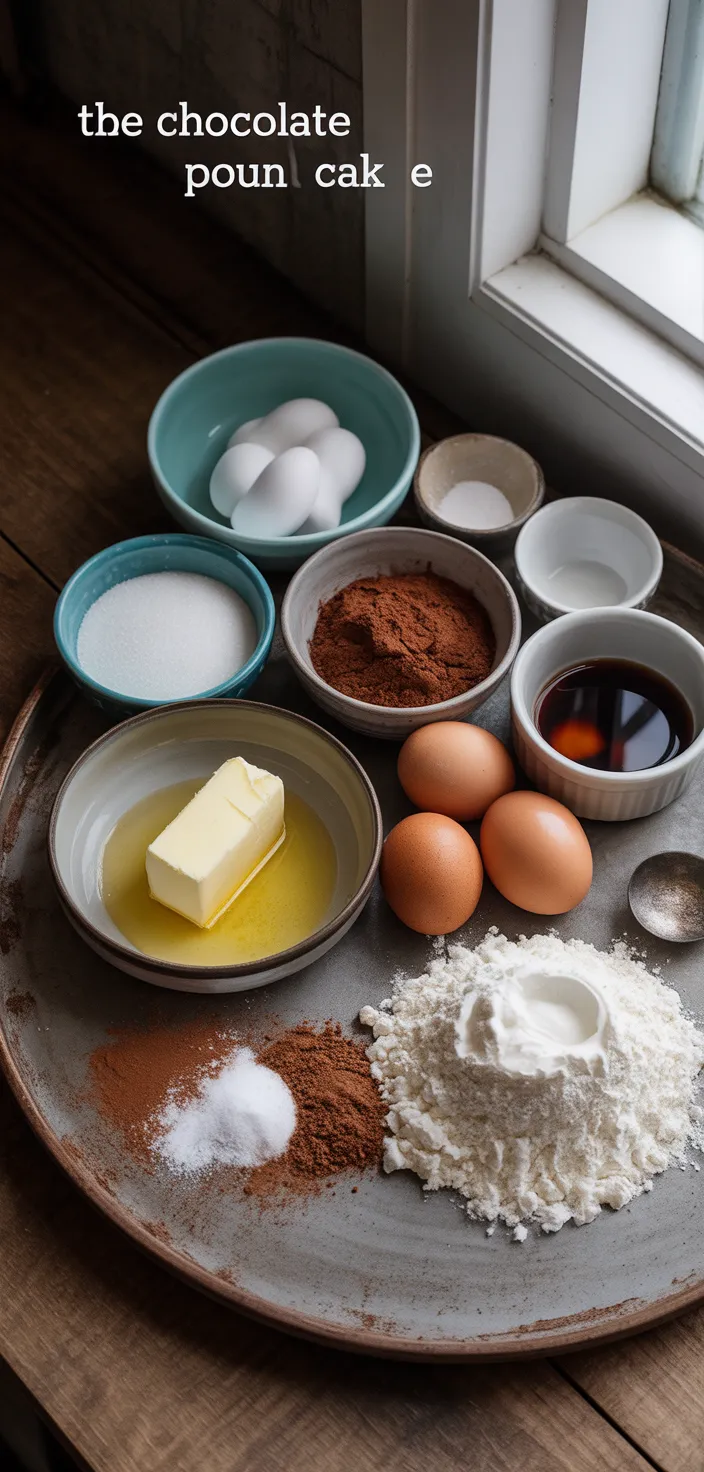 Ingredients photo for The Best Chocolate Pound Cake Recipe